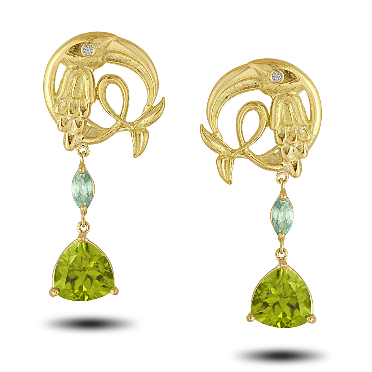 Peridot Crane Earring