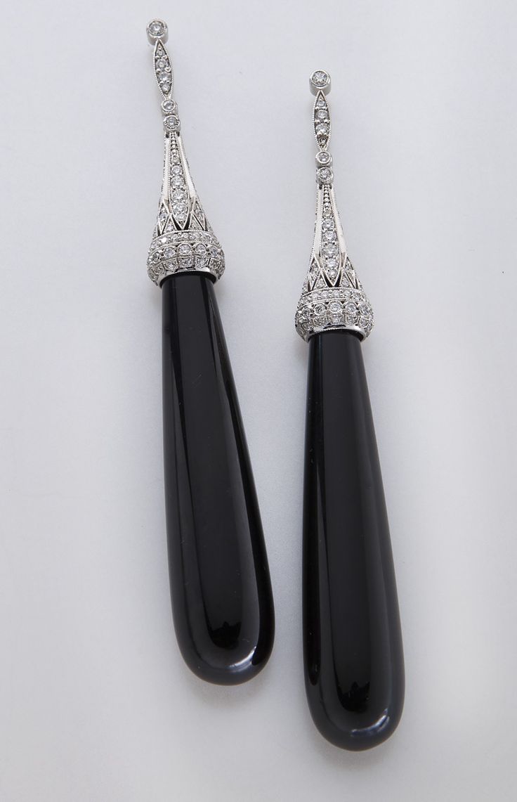 Black Onyx Crane Earring