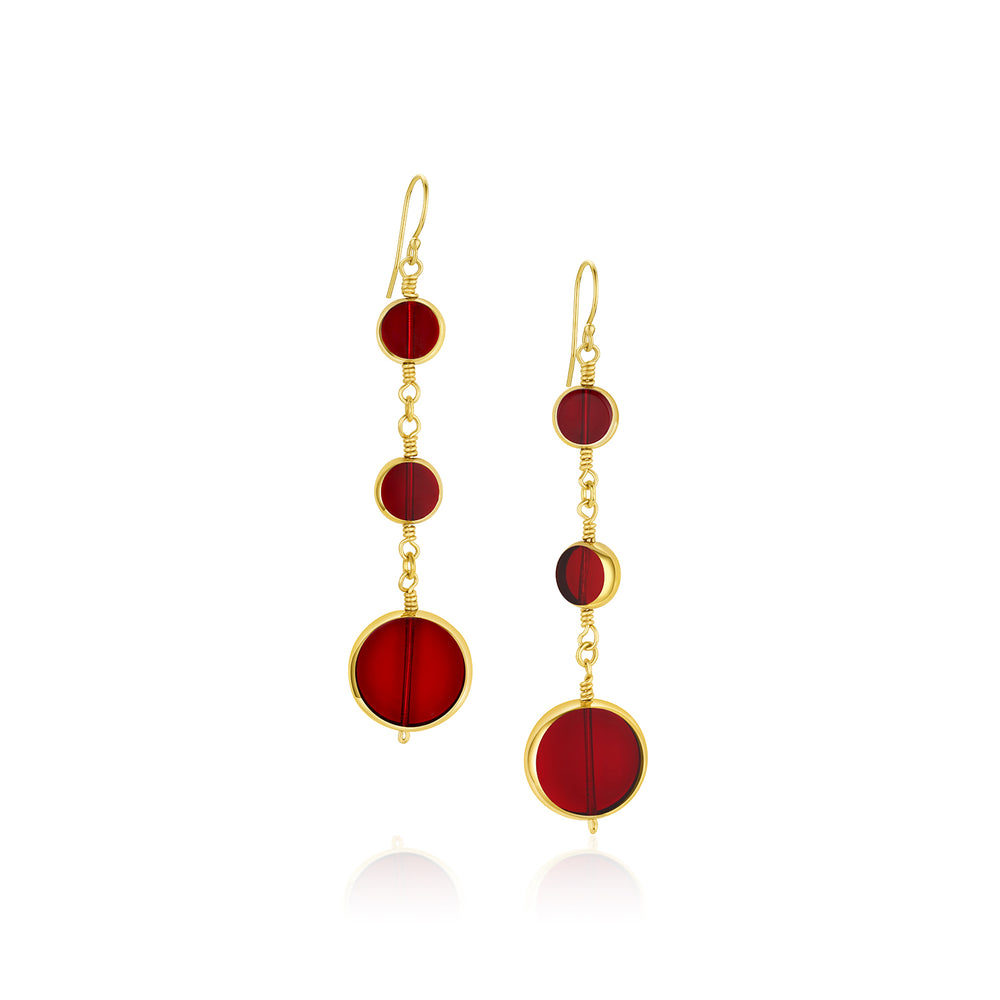Vintage 1920 Red Glass Earring