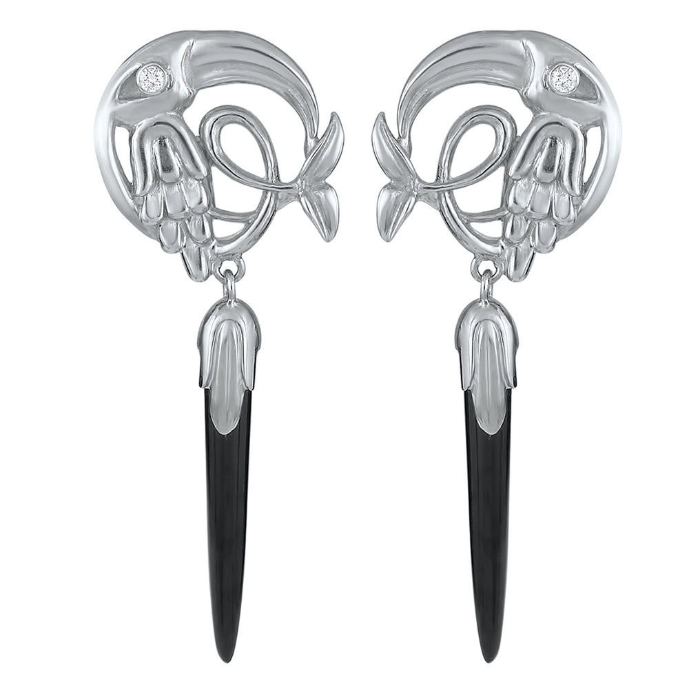 Black Onyx Crane Earring