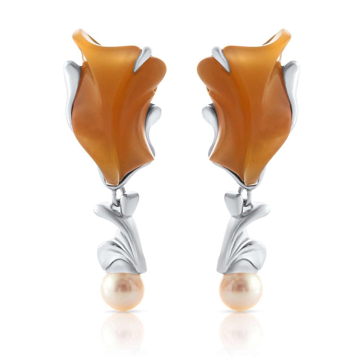 Carnelian-Pearl Earring