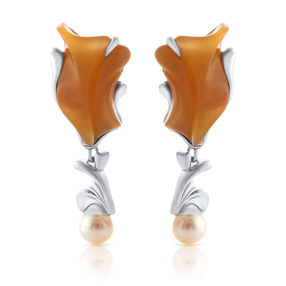 Carnelian-Pearl Earring