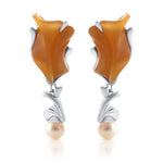 Carnelian-Pearl Earring