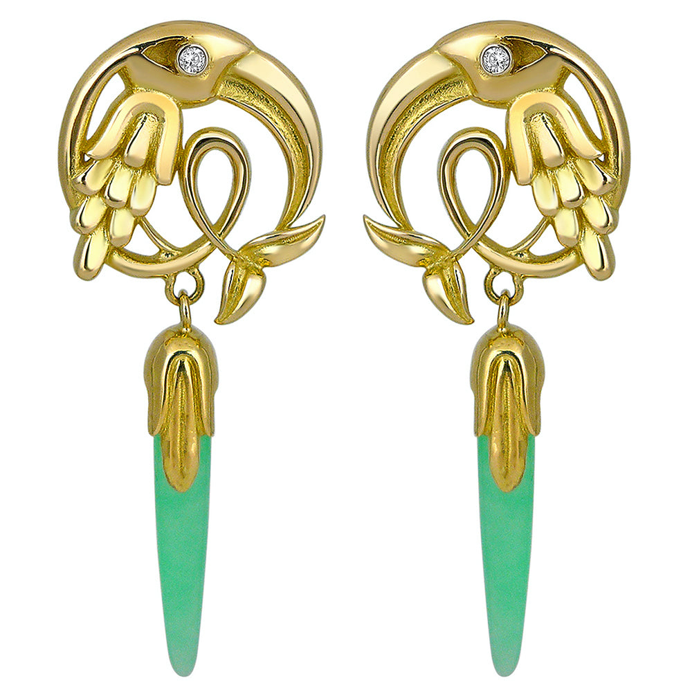 
            
                Load image into Gallery viewer, Chrysophrase Crane Earring
            
        