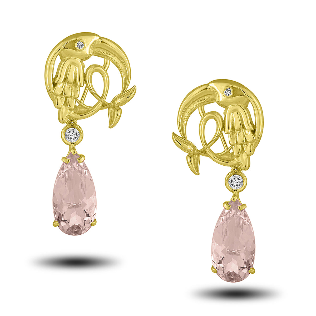 Morganite Crane Earring
