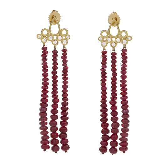 Ruby Tassel Earrings