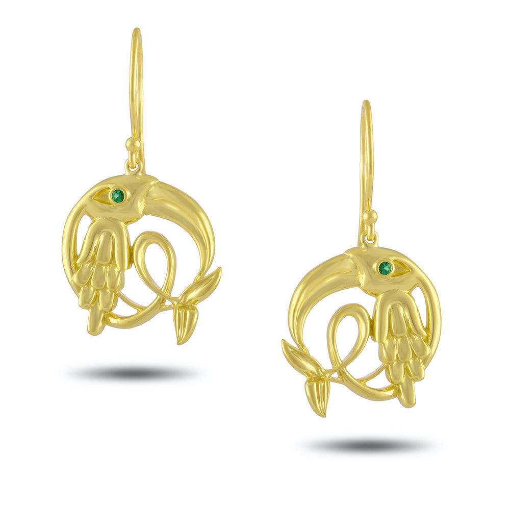 
            
                Load image into Gallery viewer, Small Emerald Crane Earring
            
        