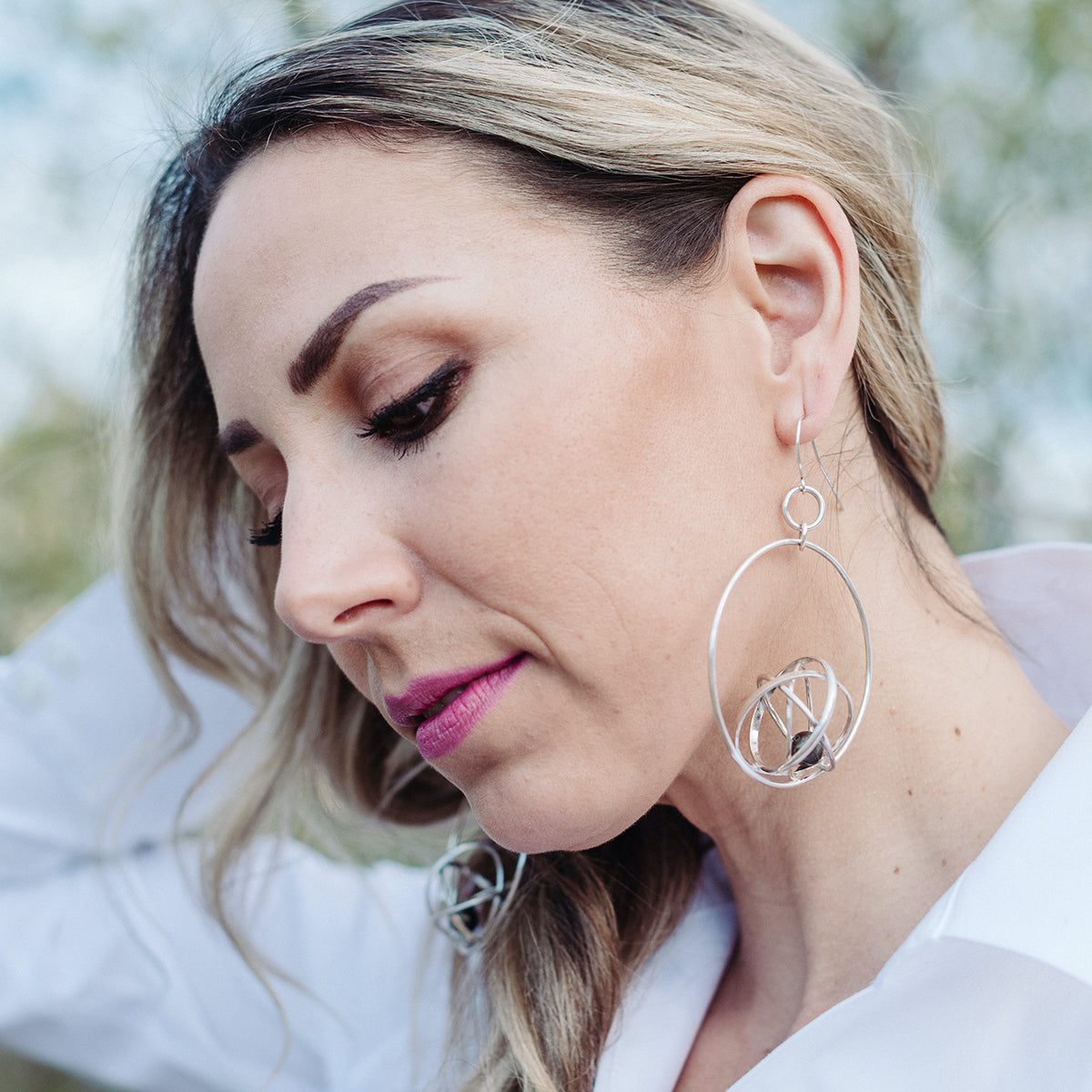 Large Sphere Hoop Earring